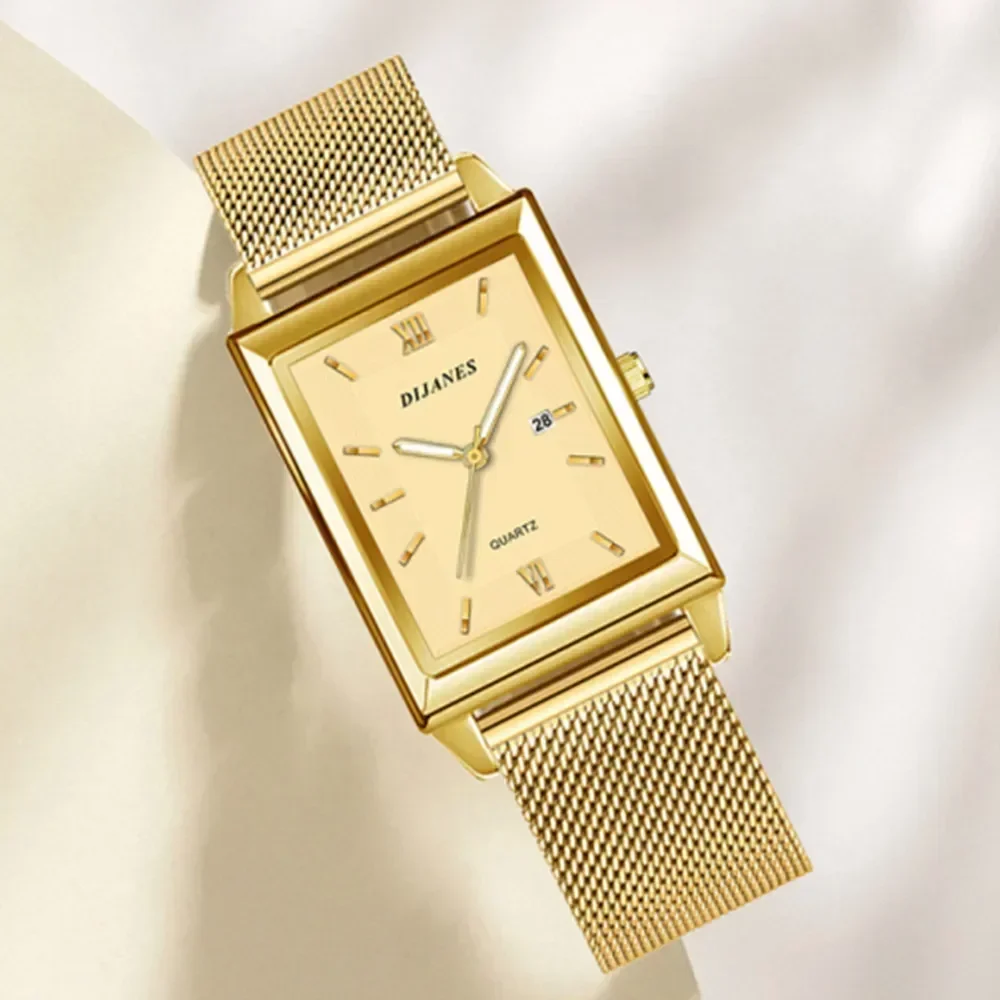 

Luxury Fashion Gold Watch for Women Stainless Steel Quartz Wristwatch Women's Watches Ladies Calendar Clock Montre Femme