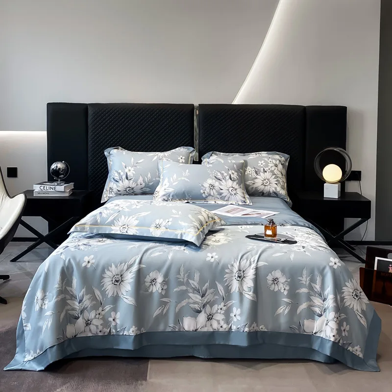 Embroidered Summer Quilt Blanket Cool And Comfortable Single Double Queen Bed Printed Tencel Air Conditioner Quilt