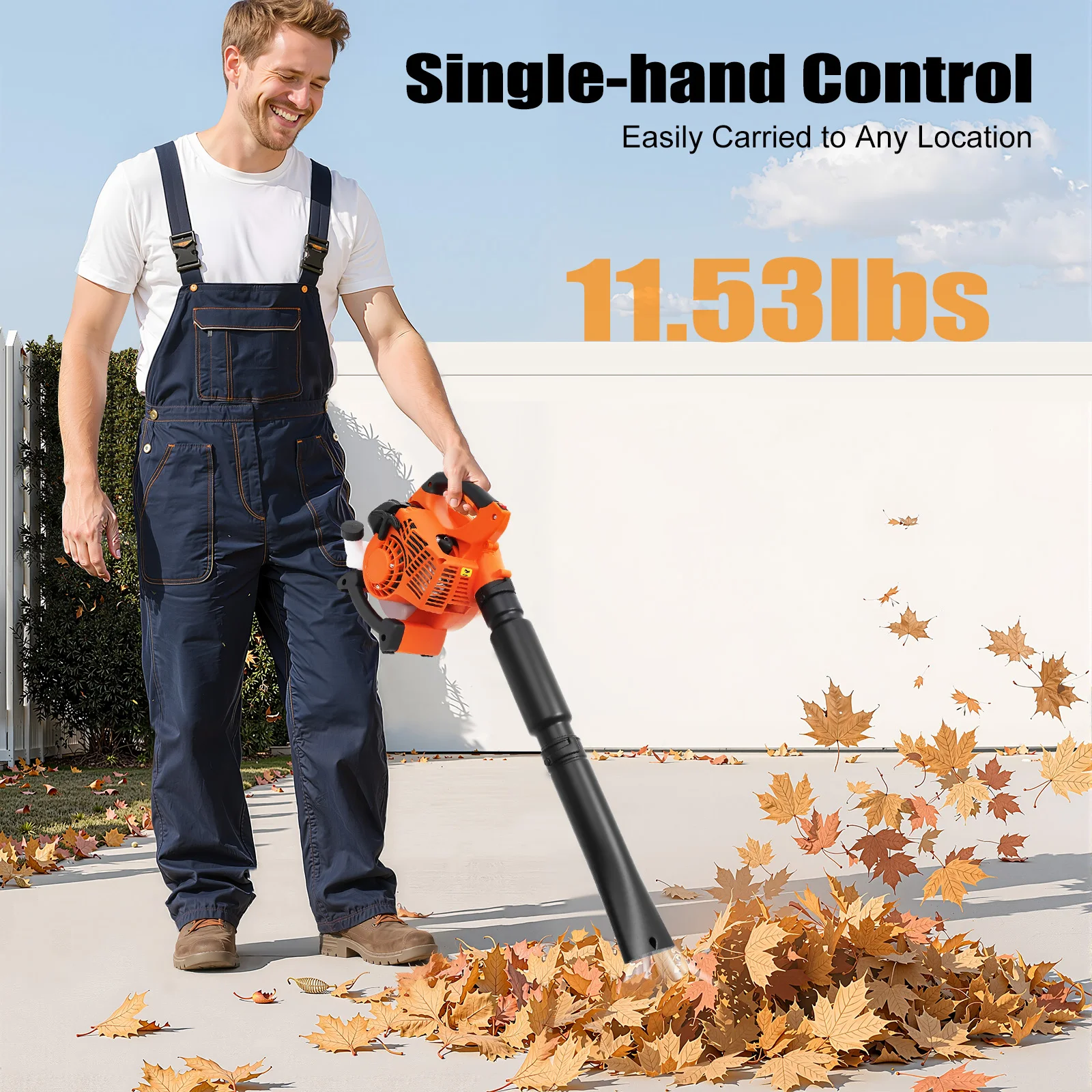 

Handheld Cordless Leaf Blower, Gas Powered 0.75kW 68m/s Air Speed, for Garden Lawn Cleaning, Road Maintenance, Snow Removal