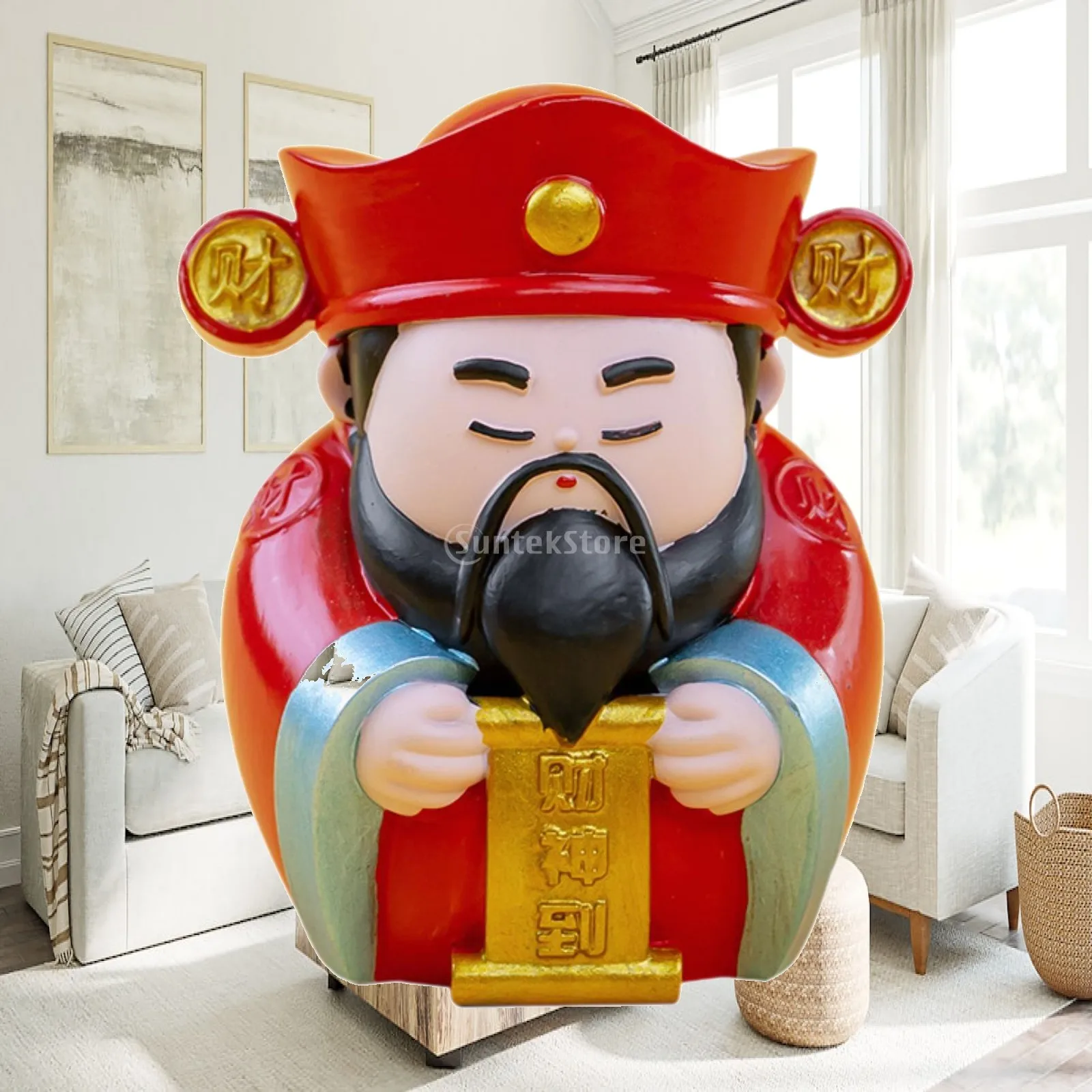 Chinese Lucky God Figure Traditional Blessing Accessories Lightweight Cute Miniature Decoration for Party Home Office Shelf Gift