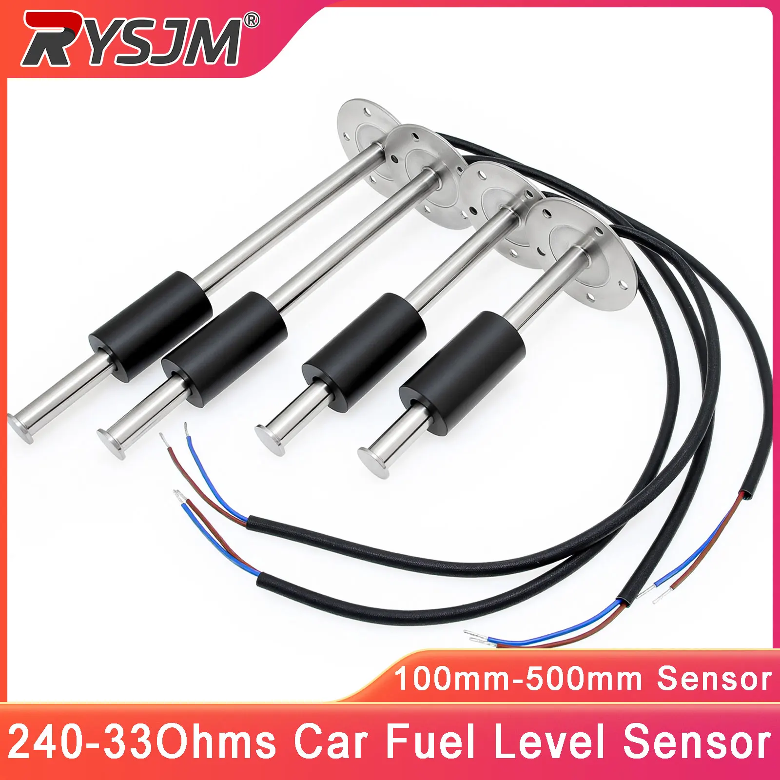 100mm-500mm Car Fuel Level Sensor 240-33 ohm Stainless Steel Oil Tank Level Water Level Meter Sensor for 12V 24V Boat Auto Car