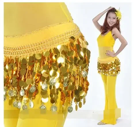 

1pcs/lot belly dancing 88coin hip scarf Belly Dance Hip Wrap Scarf Coin Sequin Waistband free size