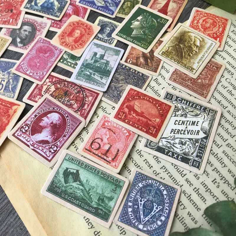 36Pcs Tim Holtz Style Old Stamp Junk Journal Ephemera Craft Paper Vintage Stamp DIY Album Diary Scrapbooking Material Supplies