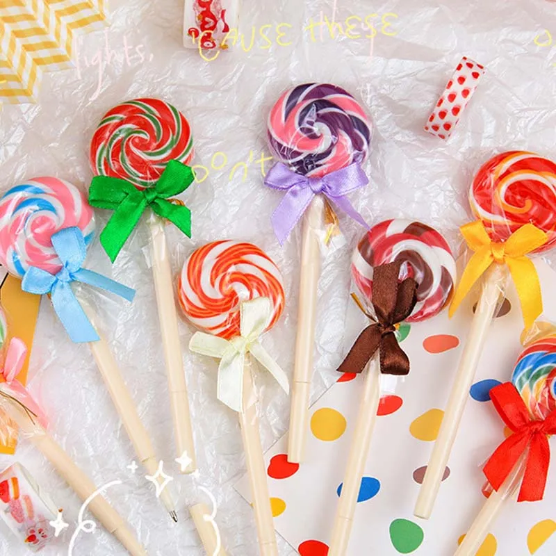 8 Buah Pena Bolpoin Lolipop Gaya Permen Kreatif Hadiah Lucu Siswa Perlengkapan Alat Tulis Pena Penandatanganan Kantor Sekolah