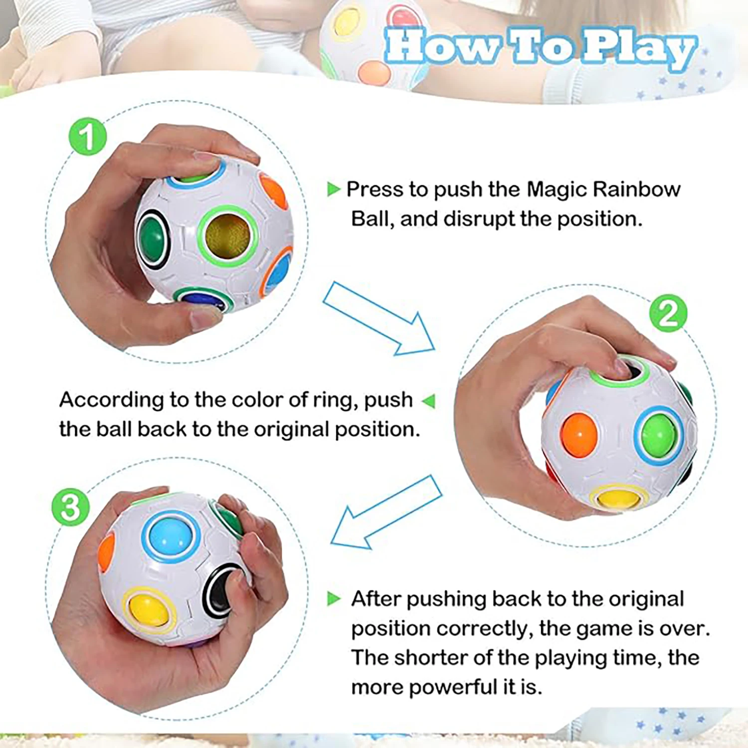 Creative Magic Rainbow Ball Pressing Circular Stress Relieving Cube Fun and Fun Pressing Rainbow Ball Children's Toy