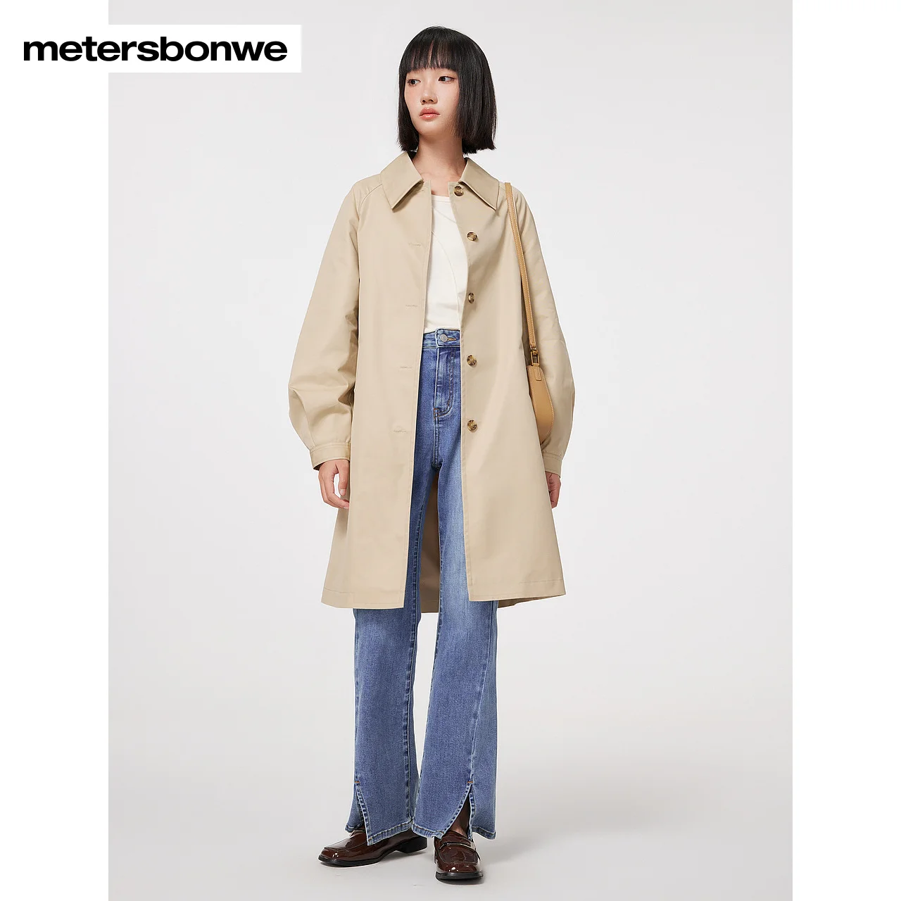 Metersbonwe Basic Cotton Trench Coat Women Spring Fall New Wind Coat Ladies Outer Garment Windcheater Brand