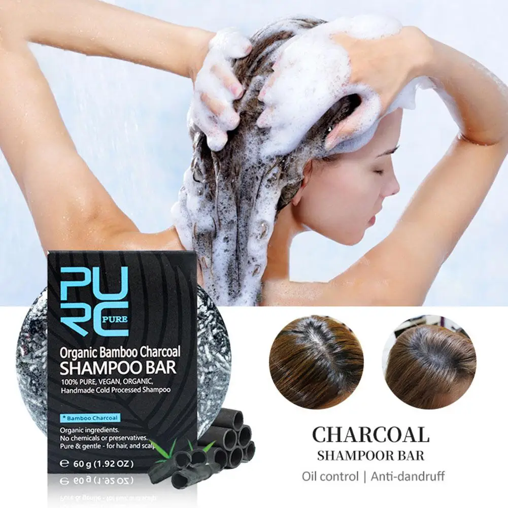 Shampoing au Charbon de Bambou pour Cheveux Gris et Blanc, Poignée Propre, Barre de Réparation, Document de Teinture, Traitement Nourrissant du Cuir oral elu, 60g