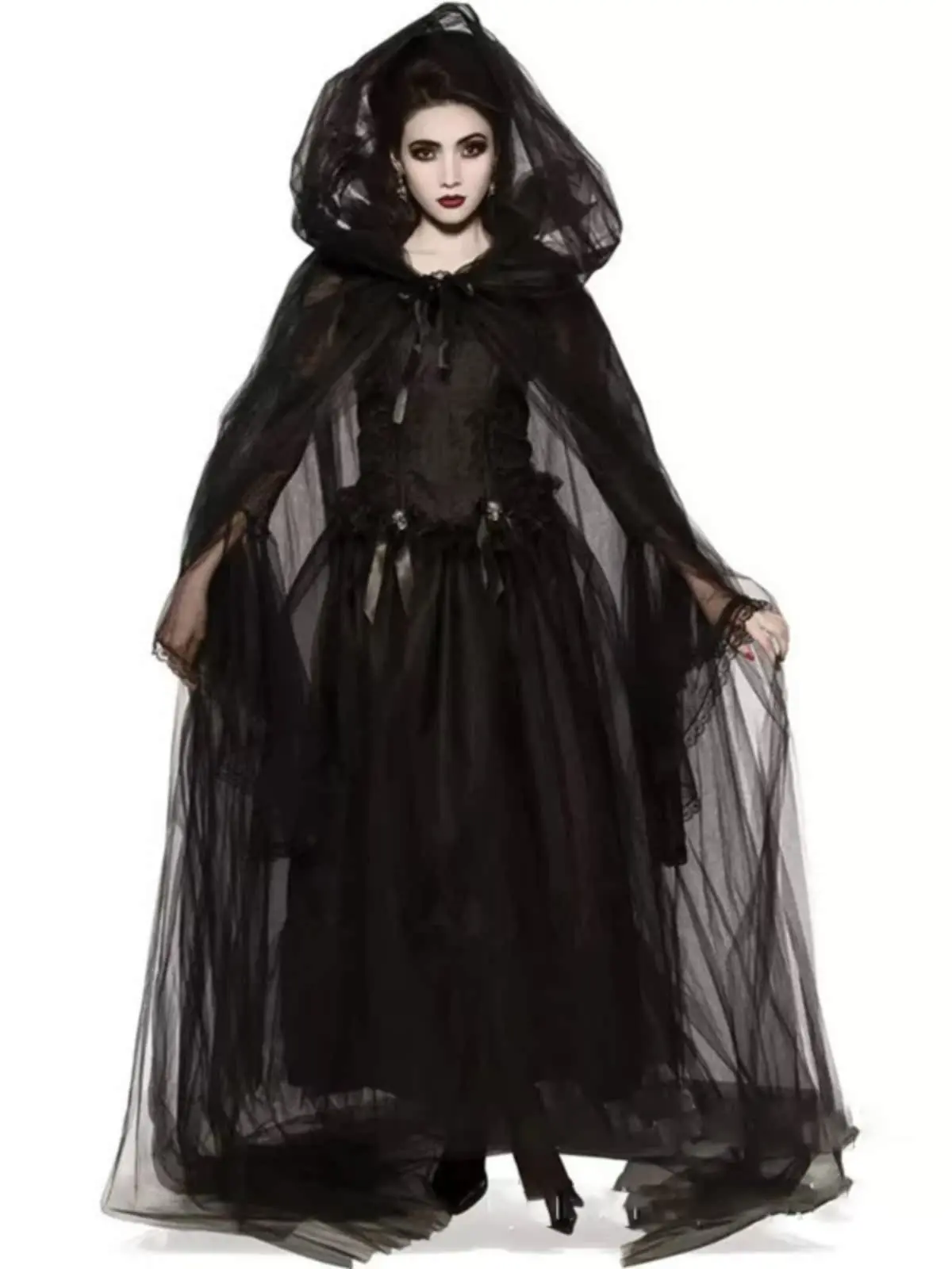 할로윈 의상 유령 신부 마녀 뱀파이어 코스프레 여성용 반짝이 전통 중국 웨딩 드레스 무대 공연