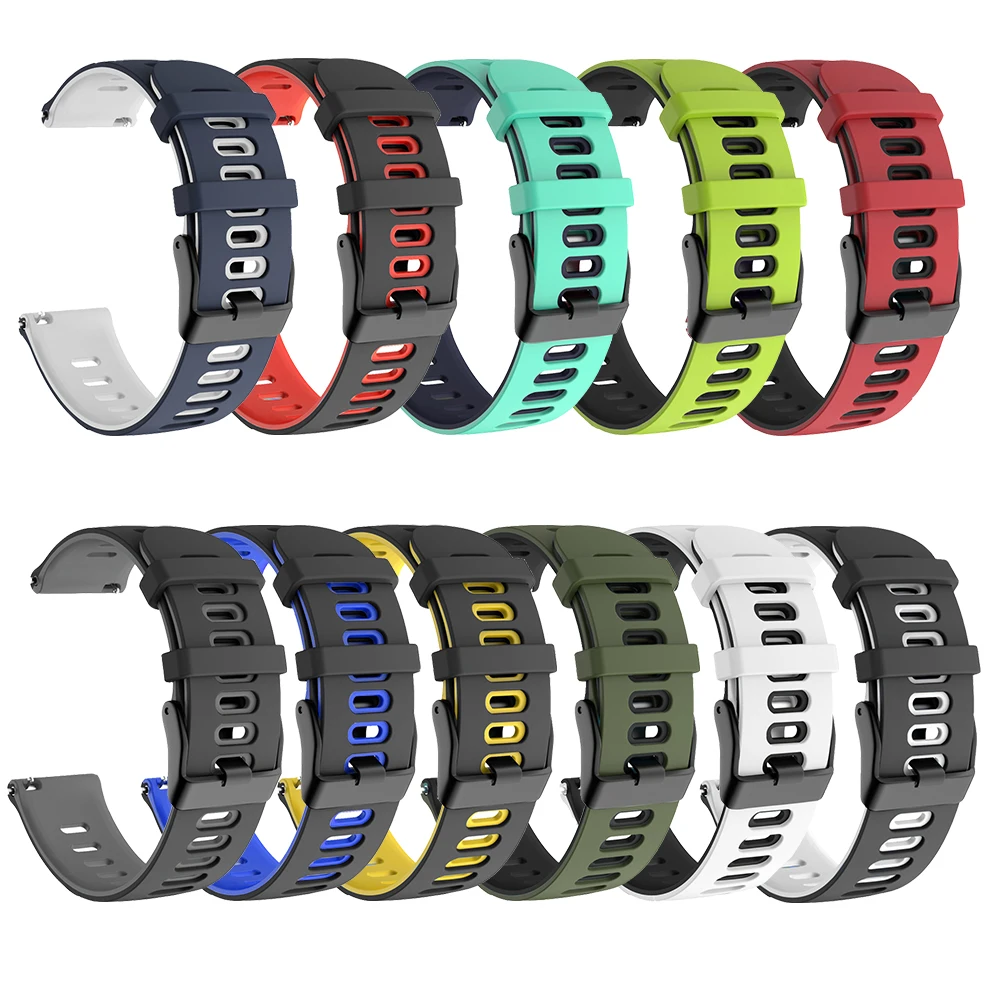 20mm 22mm bracelet For Xiaomi Huami Amazfit Bip 5 GTR 4 3 Pro 2 2e GTS Silicone Strap For Mi Watch S3/S1 Pro Active color 2 band