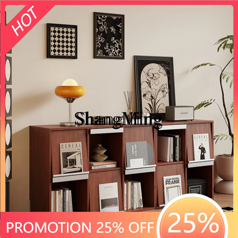 

CL solid wood lattice cabinet combination bookcase record bedside storage side cabinet