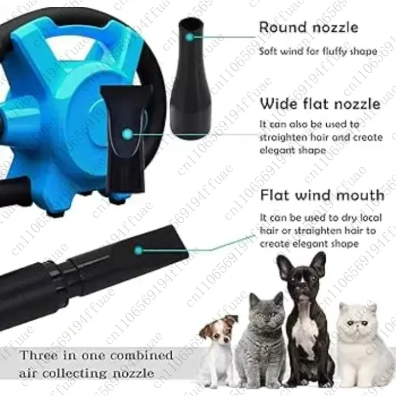 High Power Dog Grooming Blower, Adjustable Temperature Airflow, Pet Dryer, Household Use