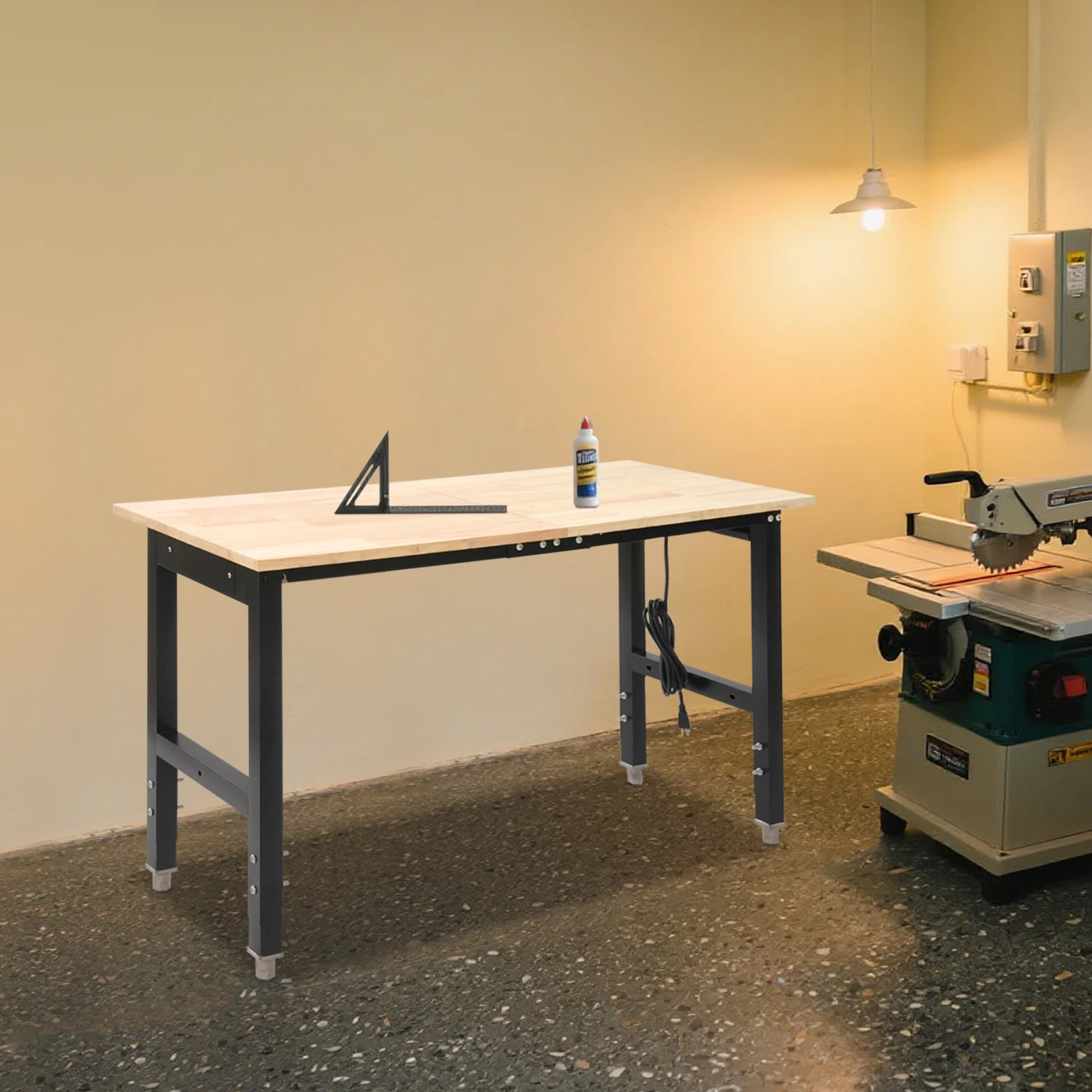 

CNCEST 2000 Lbs Modern Adjustable Workbench with Power Outlets, Heavy-Duty Work Table 2* USB Ports, 4* AC Outlets
