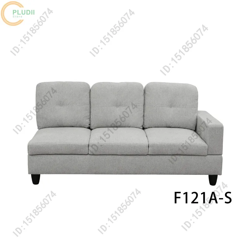 أرائك من الفلانيل باللون الرمادي الفاتح مكونة من 3 قطع طقم أريكة لغرفة المعيشة أريكة مقطعية ناعمة من القطيفة مع كرسي استوديو مكتب الشقة المنزلية