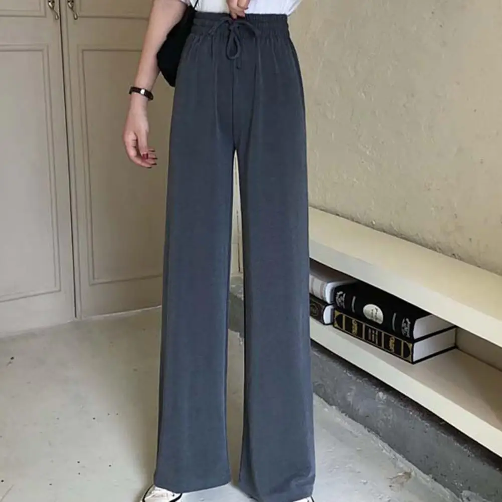 Women’s Wide Leg Pants Women Korean Style All-match Trendy Elegant Trouser Office Ladies Female Trousers Elastic Waist Hot Sale