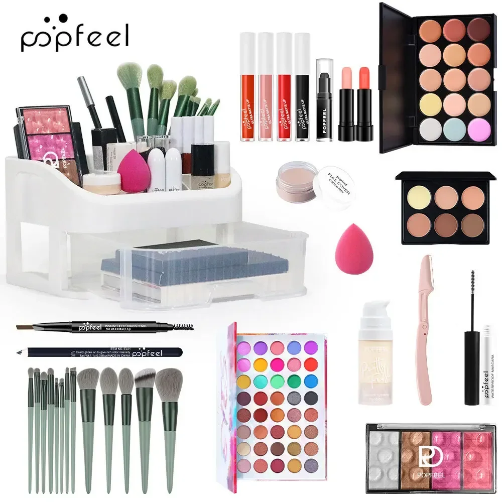 Best-Selling Popfeel Makeup Kit Full Set All in One Lipstick lip Gloss Mascara Concealer Brush Luxe Sets Gifts Women Cosmetics