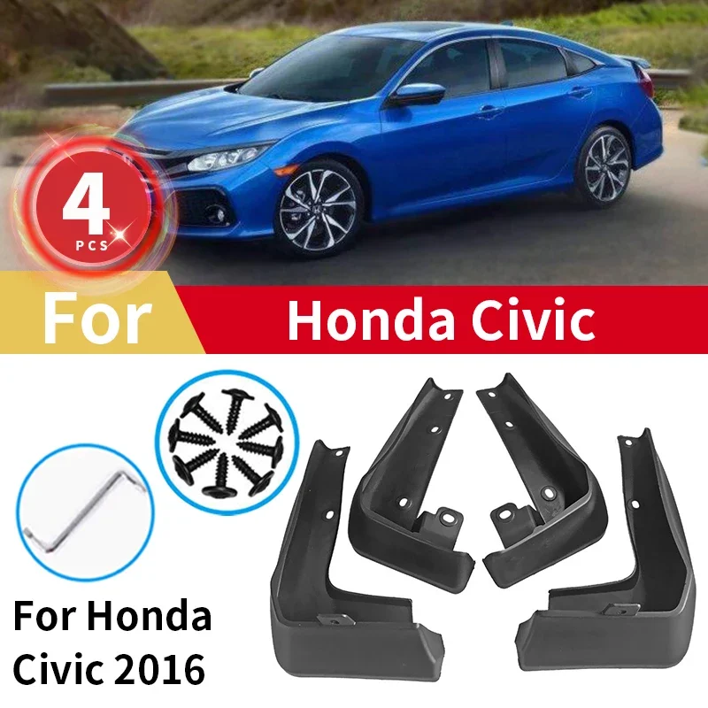 

For 2016 Honda Civic Mud Flaps Mudguards Car Fenders Accessories Front Rear Wheel Splash Guards Mudflaps 4pcs