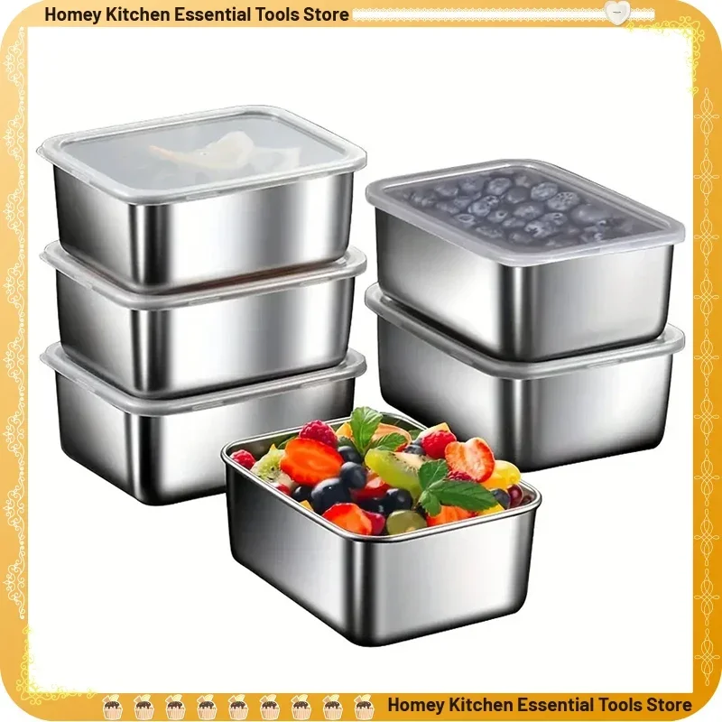 304 Stainless Steel Food Lunch Bento Box Sealed Leakproof Travel Storage Box Household Pickle Box Microwave Heating Lunchboxs