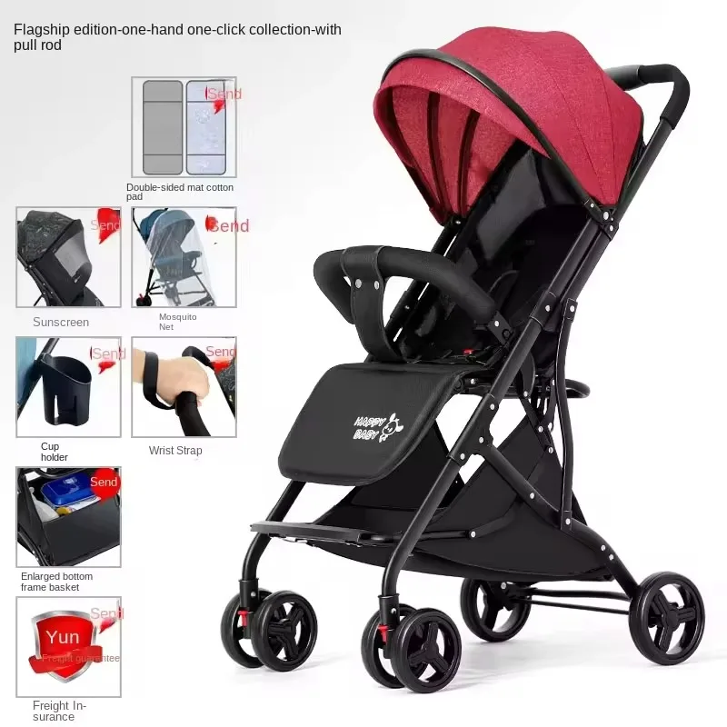 Folding Stroller High Landscape Newborn Baby Two-way Swivel Seat Lightweight Travel Stroller Shock Absorption Baby Stroller