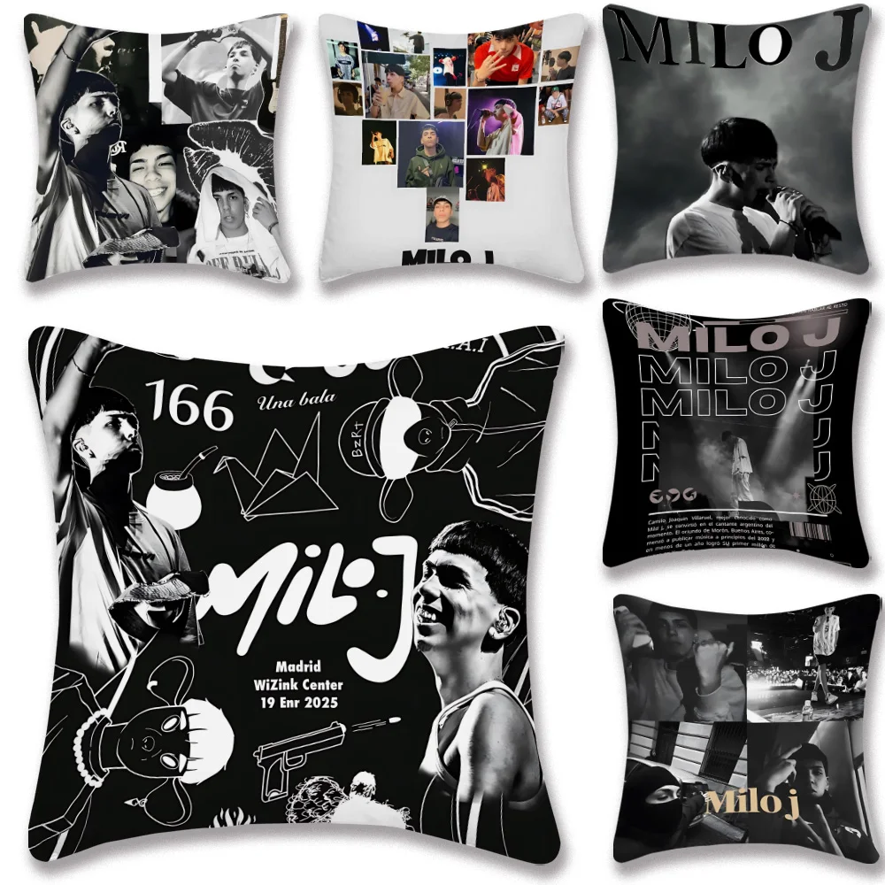 Rapper Pillow Covers Cartoon Sofa Decorative Home Double-sided Printing Short Plush Cute Cushion M-Milo J Cover