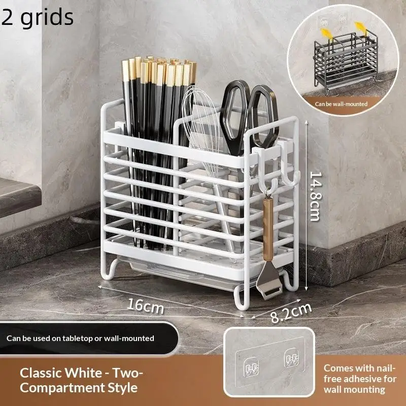 No-Drill Wall-Mounted Utensil Holder Stainless Steel Space-Saving Organizer For Kitchen Cutlery Ideal For Small Spaces