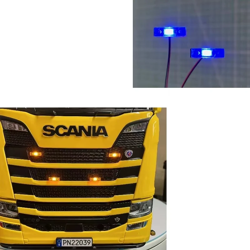 Tamiya mud head long truck width light warning light center grille side light for 1/14 RC trailer dump truck Scania 770S R620