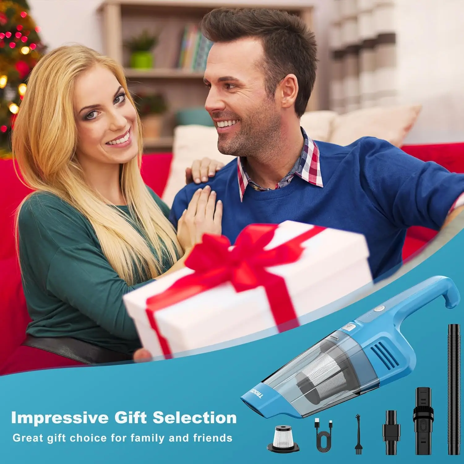 Handheld Vacuum Cordless, 14500PA Powerful Suction Hand Held Vacuum Cleaner With Brushless Motor, Rechargeable And Portable Car