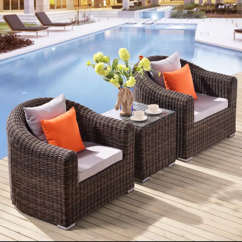 Outdoor-Sofa, Innenhof, Rattan-Kombination, Sonnenschutz