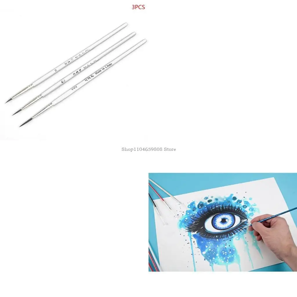 

3pcs/set 0 00 000 Hook Line Pen Professional Fine Tip Drawing Brushes for Acrylic Watercolor Oil Painting