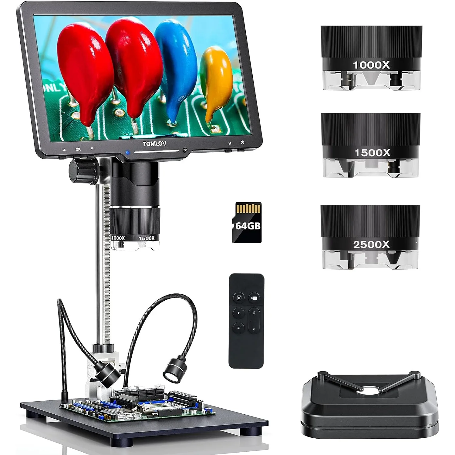 TOMLOV TriL110 3-Lens 2K Digitale Microscoop 2500X HDMI Muntmicroscopen Vergrootglas 10.1 "IPS Scherm voor munten Soldeergereedschap - afbeelding 2