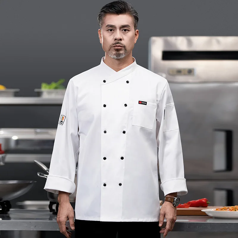 Chef vêtements de travail à manches longues automne hiver Restaurant Cuisine Cuisine occidentale Cuisine restauration cantine cuisson gâteau pain vêtements