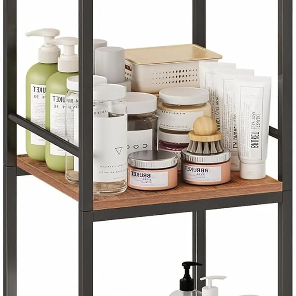 

3-Tier Metal Corner Shelving Unit, Rustic Brown, for Bathroom, Kitchen, Living Room, and Hallway Storage