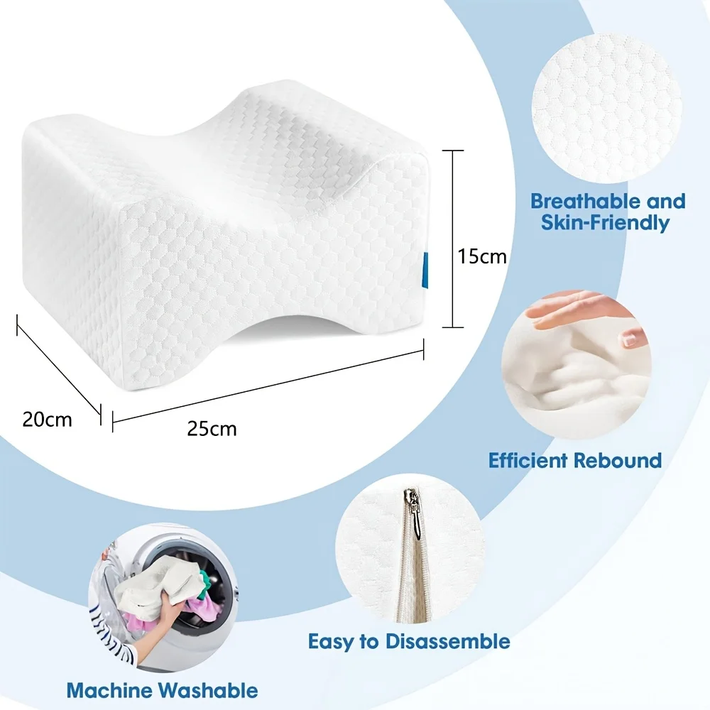 Eternal Comfort Memory Foam Knee Pillow | Ideal for Side Sleepers and Sciatica, Adjustable Strap Support for Sleep Alignment