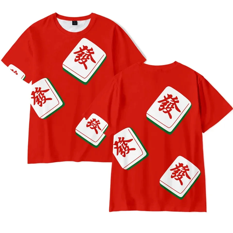 

New Chinese Mahjong 3D Printed Men's O-collar T-shirt Short Sleeve Harajuku Comfortable Summer Clothing for Both Men and Women