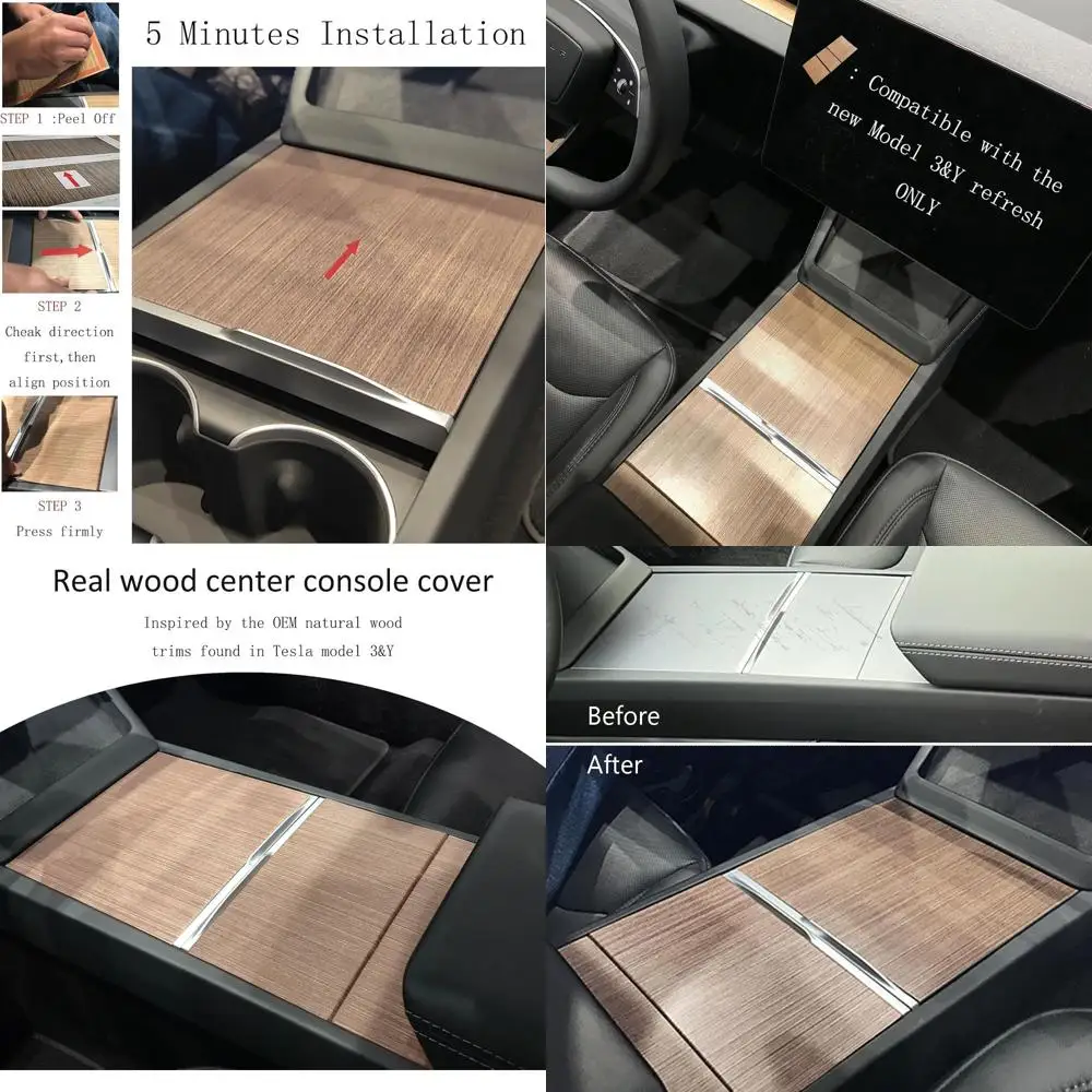 

Крышка центральной консоли из натурального дерева, совместимая с Tesla Model 3 Highland Model Y Juniper Refresh 2025 2026 + аксессуары для украшения