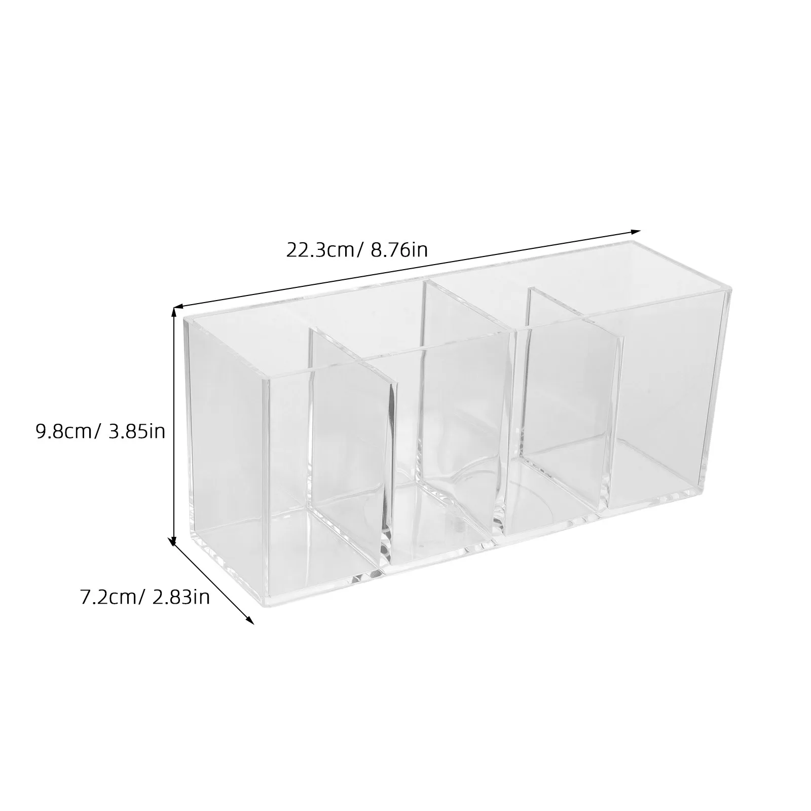 Acrylic Desk Organizer 4 Compartment Clear Pen Holder Transparent Stationery Storage Box Utensil Holder for Office Classroom