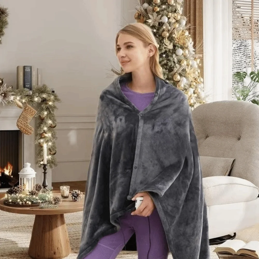 Coral Velvet Heating Blanket 8 Heated Areas Fast Heating USB Heating Shawl 3 Heated Level Wearable Design Thermal Blankets
