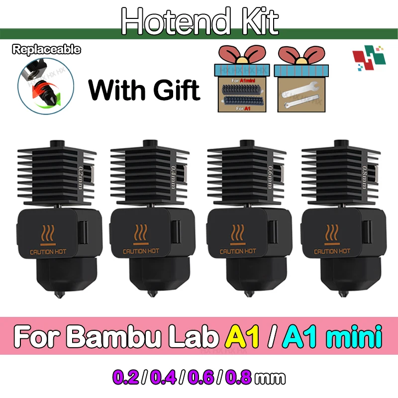 Upgrade 2.0 Hotend For Bambu Lab A1 Nozzle Bambu Lab A1 Mini Nozzle Kit Brass Hardened Steel Nozzle For Bambulab A1 V2 Hotend