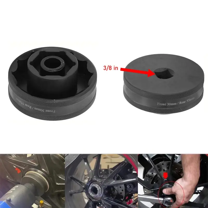 

Front Rear Wheel Axle Nut Socket Tool 30MM+55MM Carbon Steel Wheel Nuts Socket Manual Tool Compatible With 3/8" Drive Ratchet