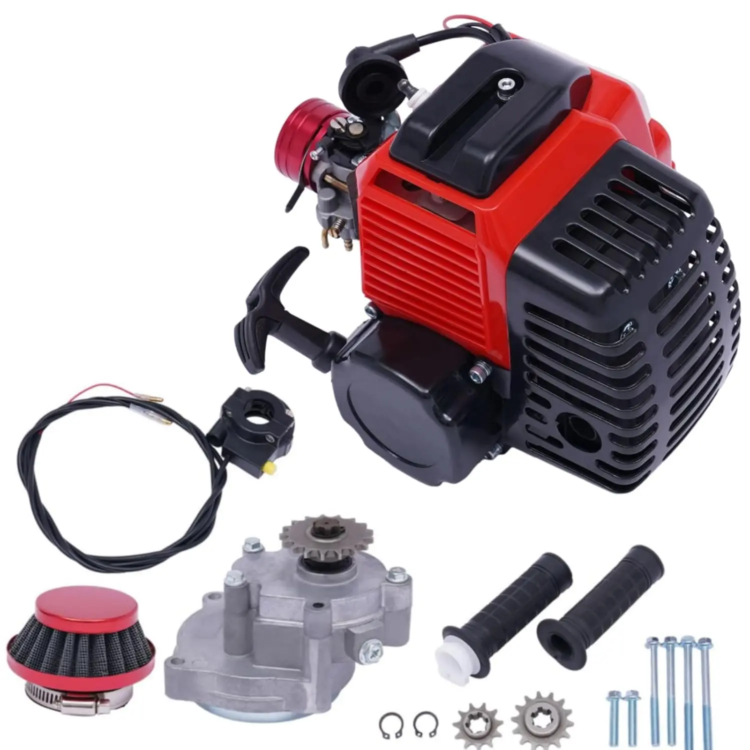 

Thanksgiving day Gift 49CC 2 Stroke Engine, 1.9kw/3HP Gas Powered Engine Motor Kits Single Cylinder Air-Cooled Pull Start Bicycl