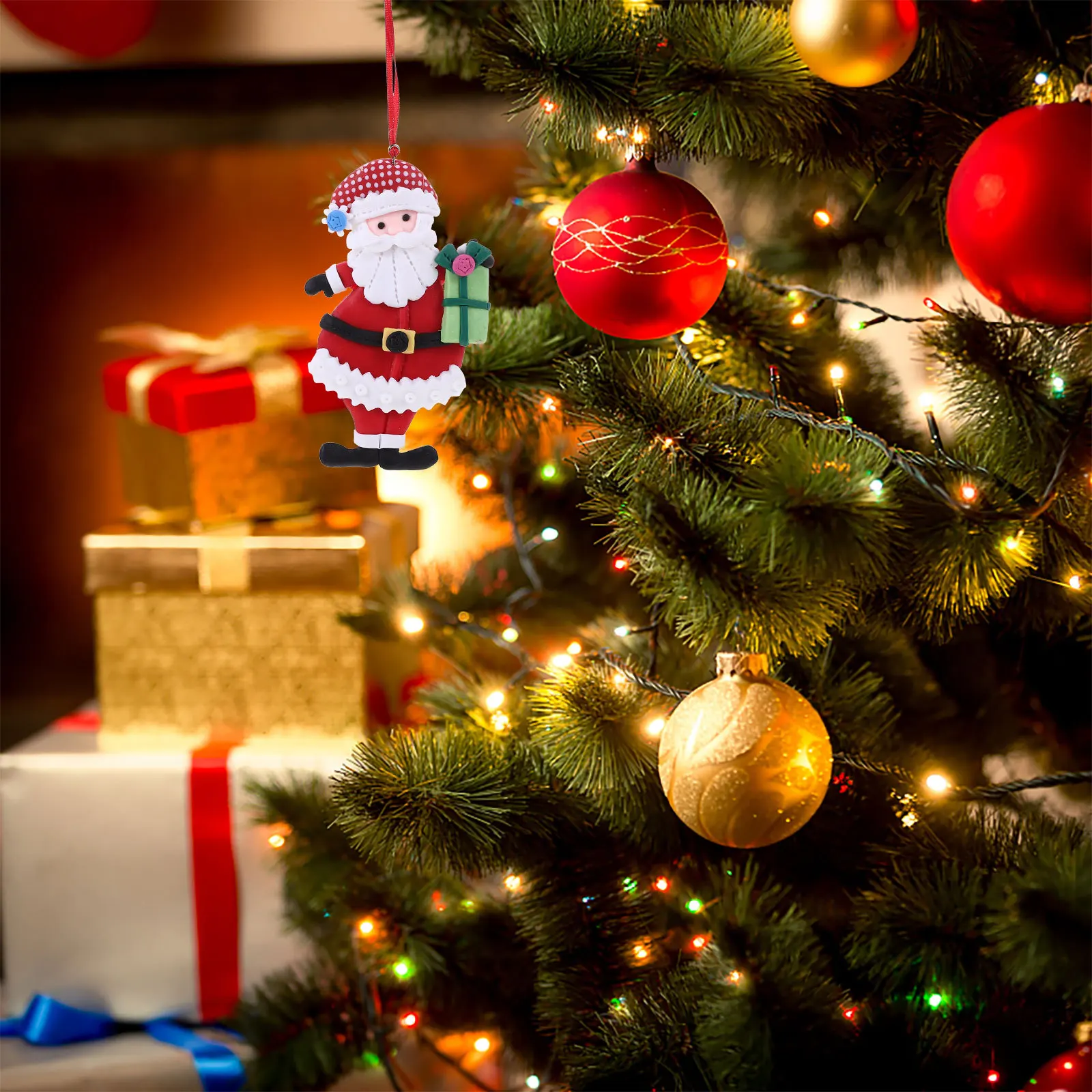 

Lovely Santa Claus Hanging Ornament Christmas Tree Decoration Xmas Party Favor Polymer Clay Pvc Material Handmade Wall