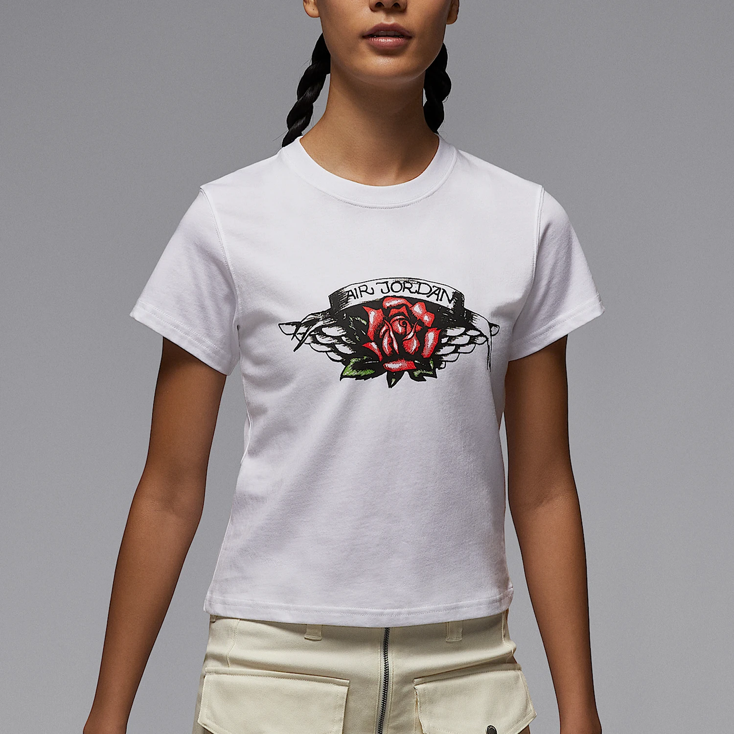 ナイキ-正規品-ジョーダン-レディース-プリント-ラウンドネック-通気性-tシャツ-hv0219-100