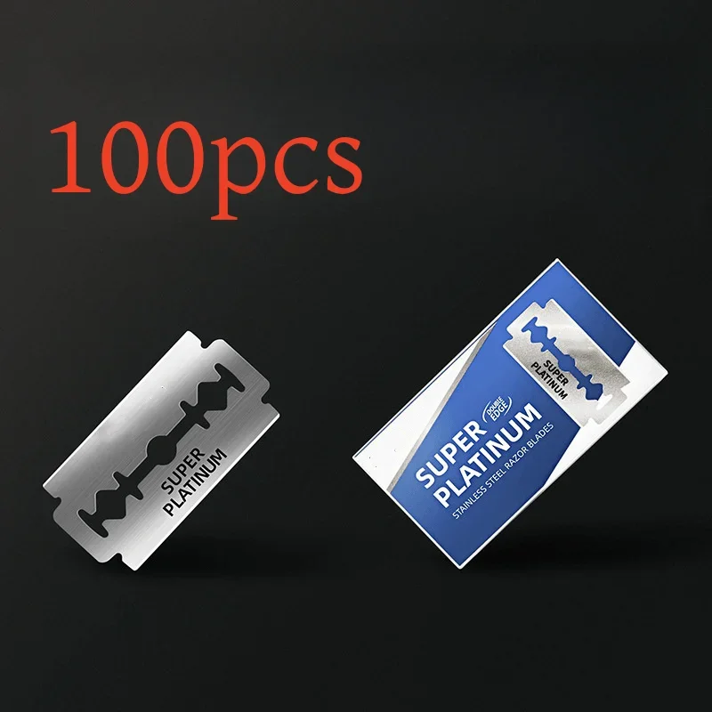 شفرة حلاقة متينة من مادة الفولاذ المقاوم للصدأ 100 قطعة شفرات حلاقة آمنة بحافة مزدوجة من الفولاذ المقاوم للصدأ