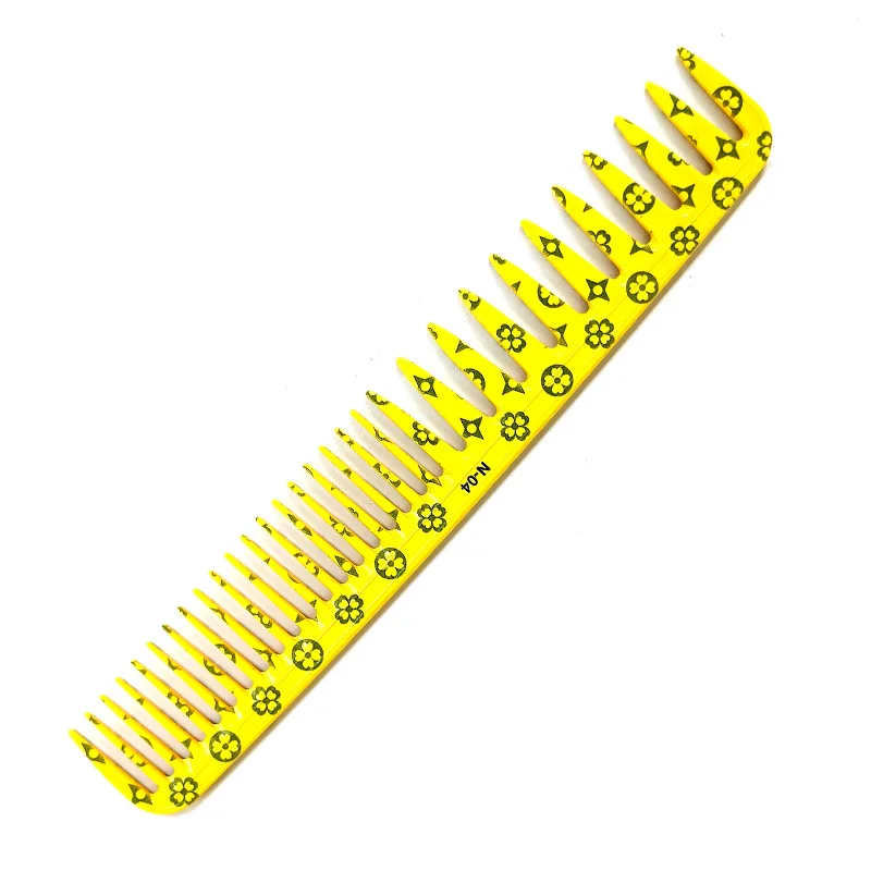 Yellow Laser Carving Comb Barber's Specialized Flat Headed Pointed Tail Comb Women's Long Hair Trimming Comb Hair Styling Tools