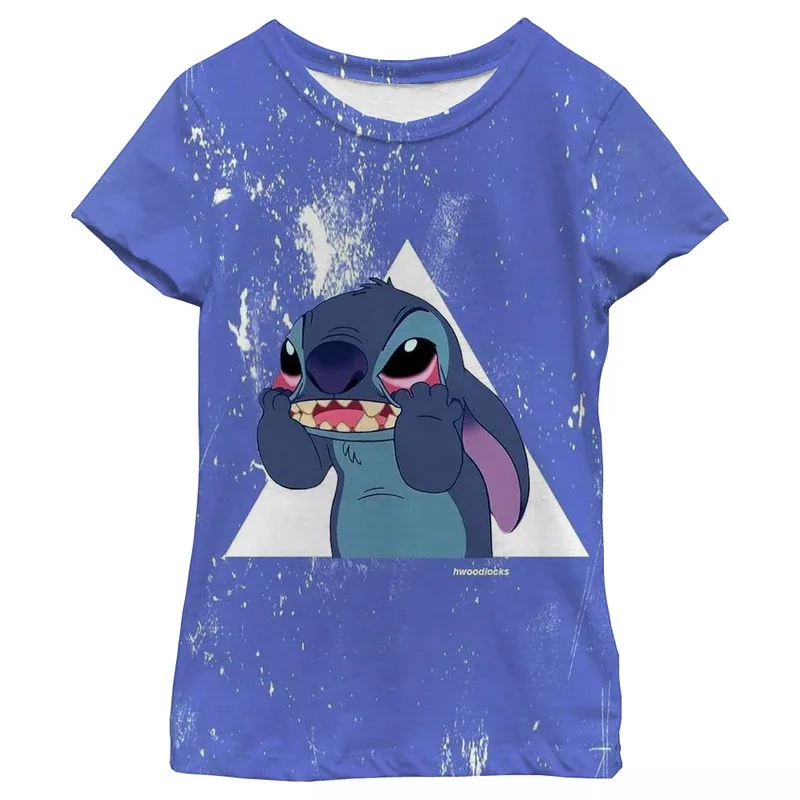 ديزني غرزة تي شيرت للفتيات الصيف الأطفال أزياء قصيرة الأكمام الاطفال الكلاسيكية تنوعا تي شيرت ملابس كاجوال فتاة أعلى