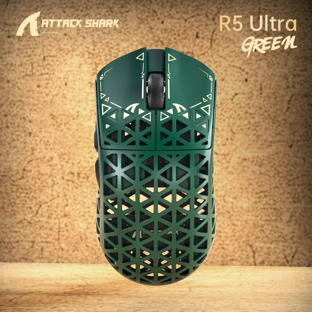 

ATTACK SHARK R5 ULTRA Mouse Tri-Mode Wireless Hollowed-out Carbon Fiber Gamer Mouse PAW3950MAX Lightweight Gaming Accessories