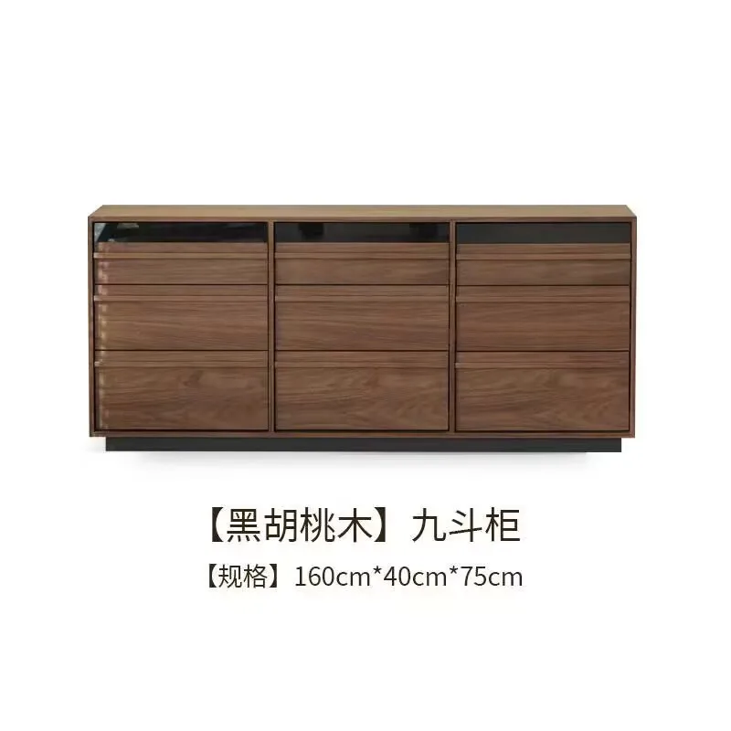 

Bone line chest, black walnut, floor-to-ceiling nine chest, living room, bedroom, locker, medium antique combination cabinet
