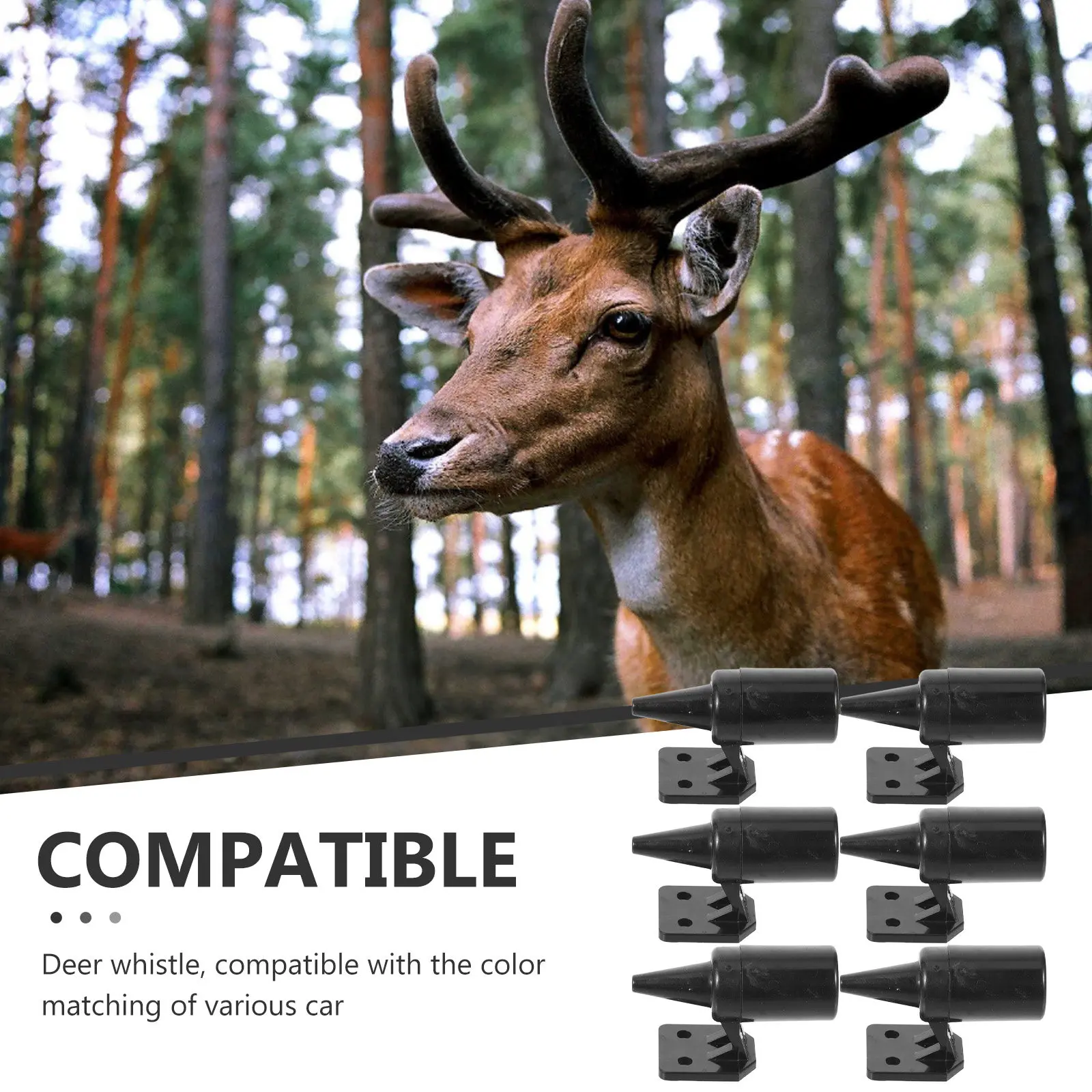6Pcs Deer Horns for Car Automotive Deer Warning Device Airflow Sound Safety Tool for Vehicle Protection Bird Whistle