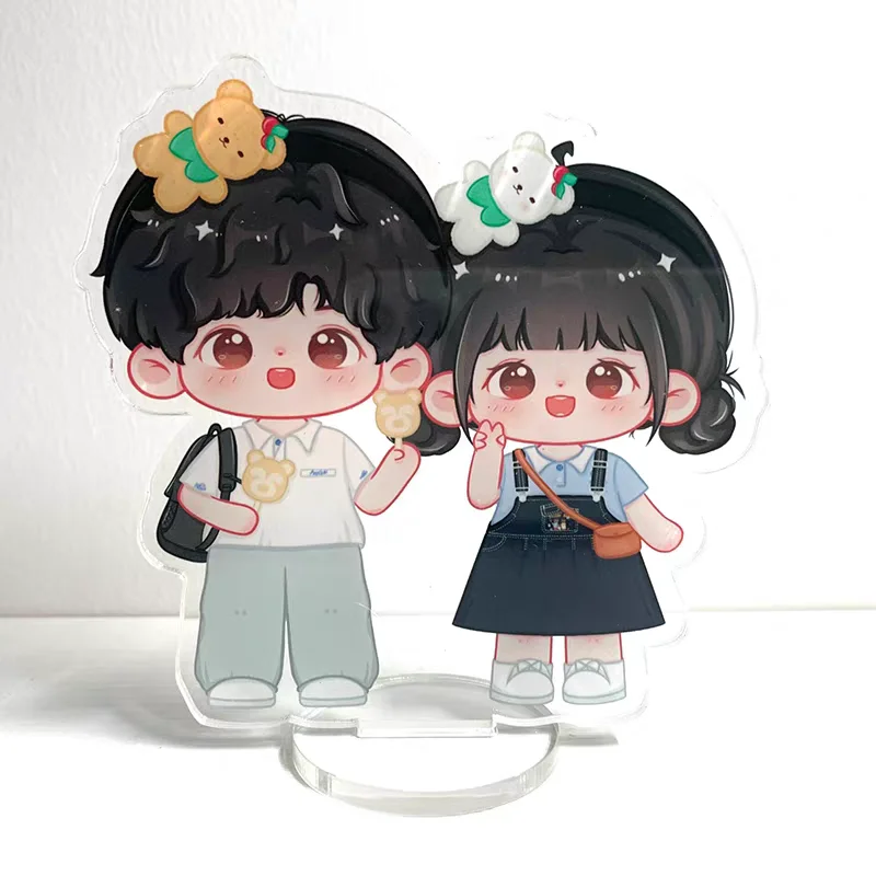 Custom Colorful Acrylic Key Chain Cute Cartoon Figure Keychain With Colored Background Backpack Pendant Desk Decoration Standee view 6
