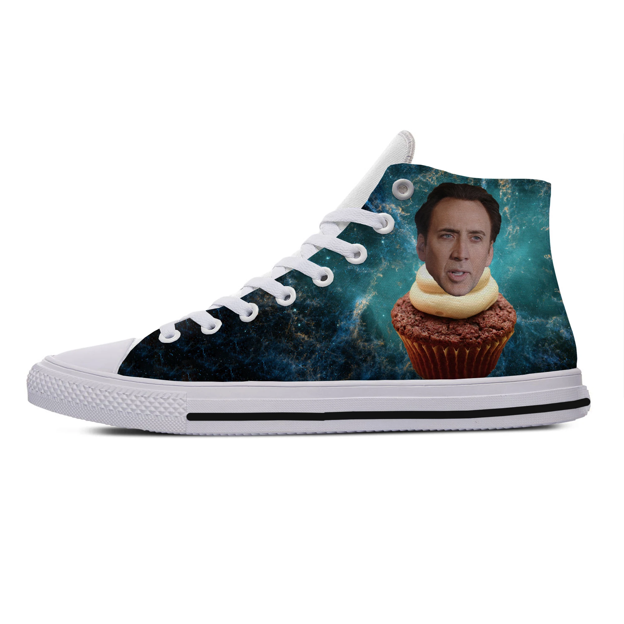 Hot Summer Jumper Shoes Men Women Nicolas Cage Crazy Funny Stare At You Fashion Canvas Shoes High Help Classic Board Shoes