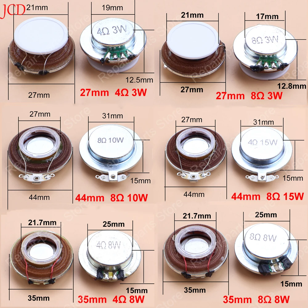 JCD 1PC 27/35/44MM 4/8R 3/8/10/15W Resonance Vibration Mini Speaker Stereo Speaker Vibration Speaker Vbro Speaker